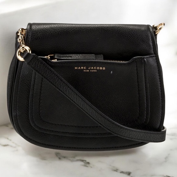 MARC JACOBS Empire City Mini Messenger Leather Crossbody Bag Black FAST SHIP NWT - Picture 1 of 6